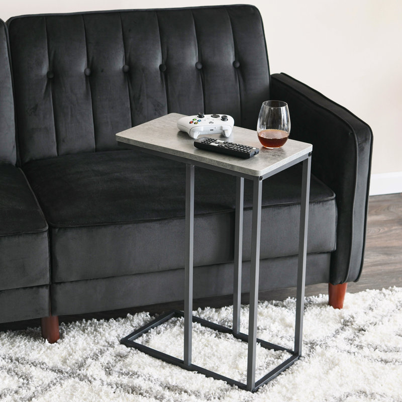 Gateshead Jamestown C-Shaped for Accessability Side End Table Ashwood Rustic Wood Grain and Metal, Gray/Black