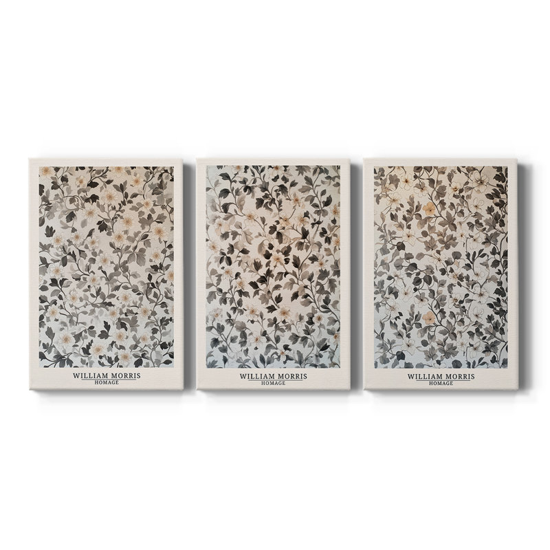 Série de pièces de la collection DCXCVII de Wm Morris - Toile tendue sur mesure - 3 pièces, H 12 po x l 24 po