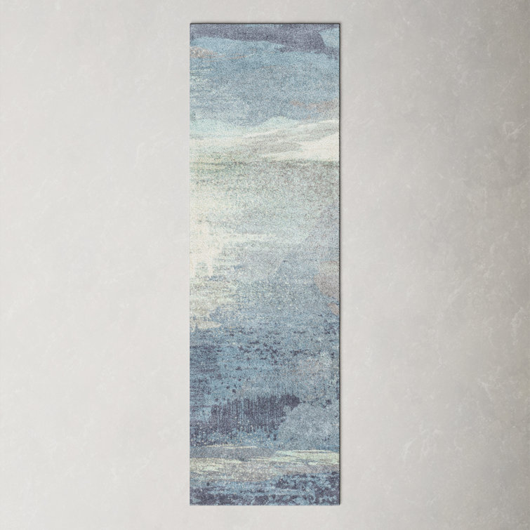 Zeta Abstract Blue/Denim/Gray/Light Beige Area Rug