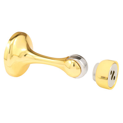 Support de porte magnétique, 2 7/8 po, laiton coulé, laiton poli (paquet simple)