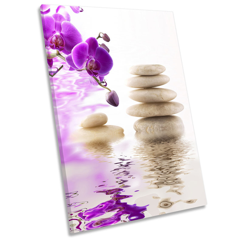Spa Stones Zen Pink Floral - Wrapped Canvas Print, 76.2cm H x 50.8cm W x 2cm D