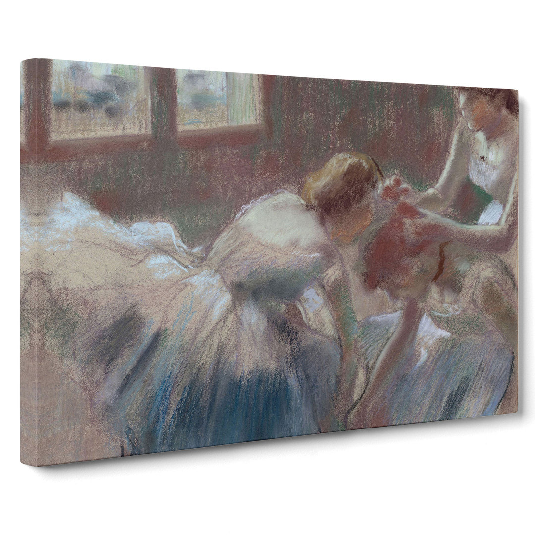 Three Ballet Ballerina Dancers Preparing by Edgar Degas - Wrapped Canvas