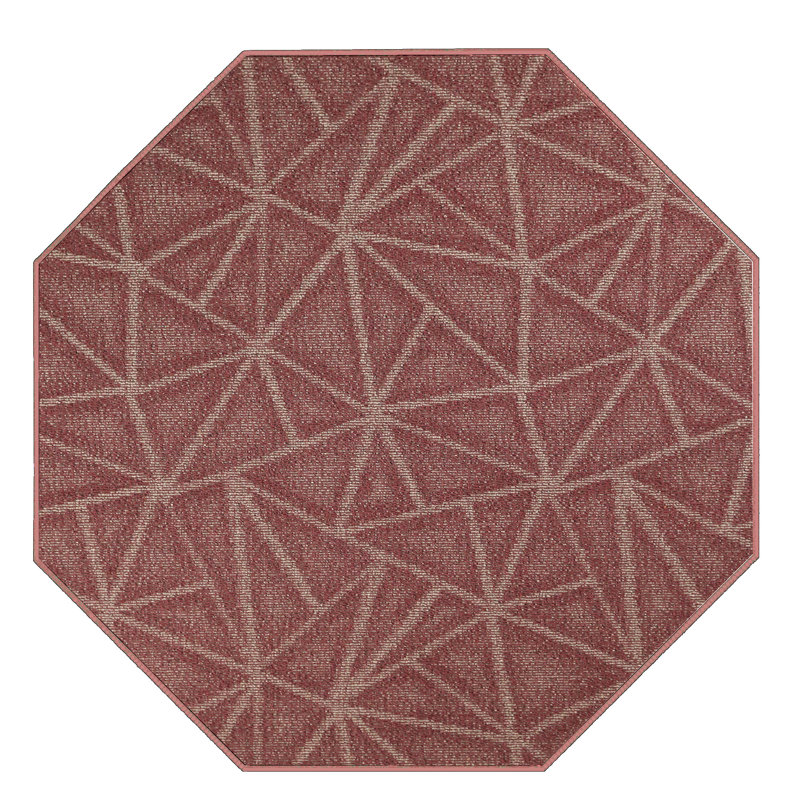 Tapis décoratif géométrique Bourgogne Dickie, Octogone 4 pi