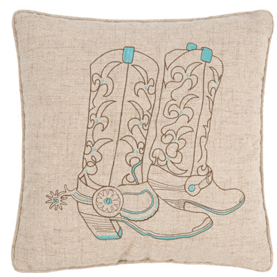 Cowboy Boots Embroidered Throw Pillow