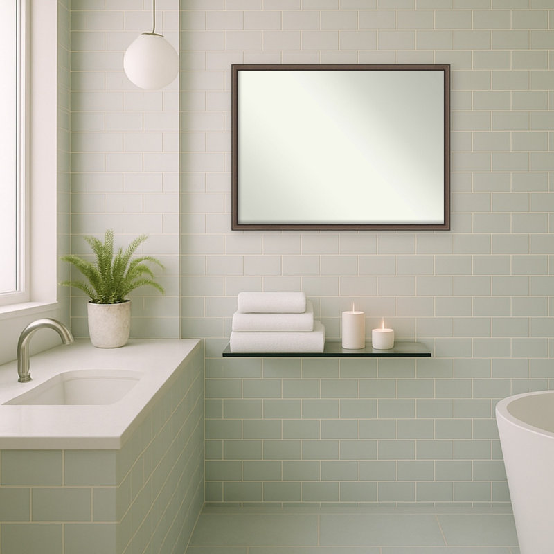 Miroir mural de salle de bain Radcliff, L 19 po x H 25 po, Cordelia mince bronze