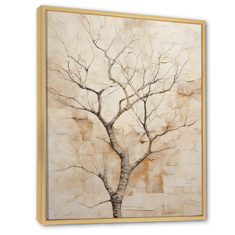 Minimalisme sycomore beige solitude II, reproduction sur toile, Cadre naturel flottant, H 20 po x l 12 po x P 1 po