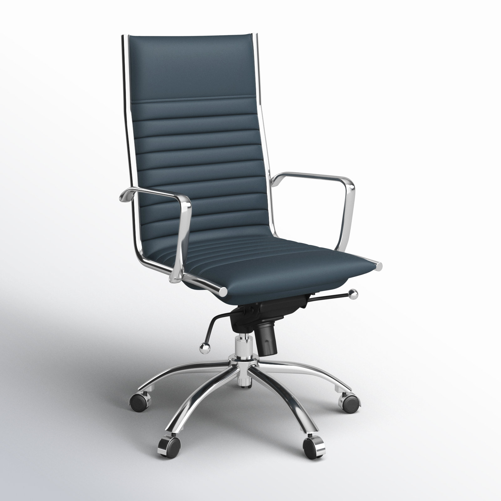 Naida Office Chair, Chrome, Blue Faux Leather