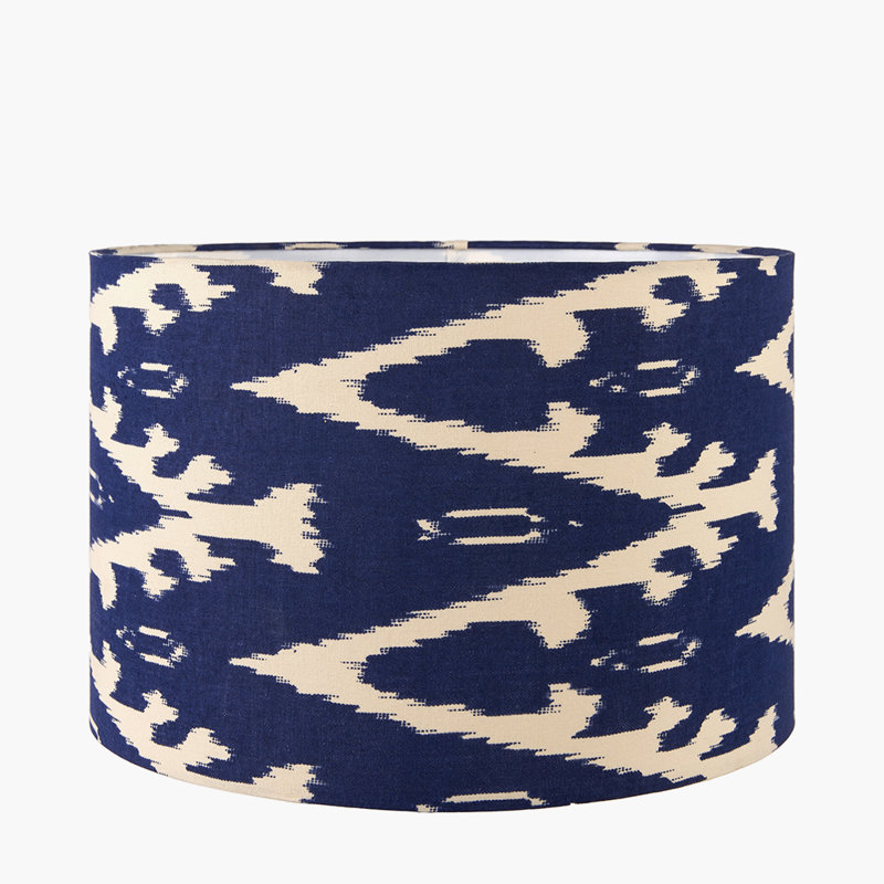 Cotton Drum Lamp Shade ( Uno ), Navy, 27cm H x 40cm W x  40cm D