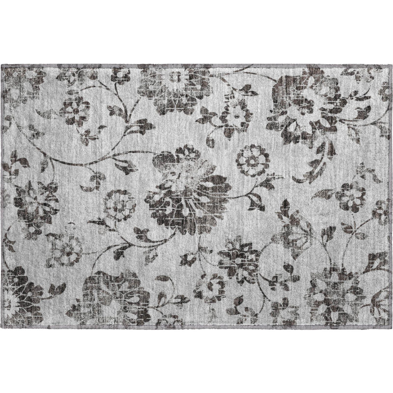Tapis gris Prisco lavable à la machine de qualité supérieure, Rectangle 1 pi 8 po x 2 pi 6 po