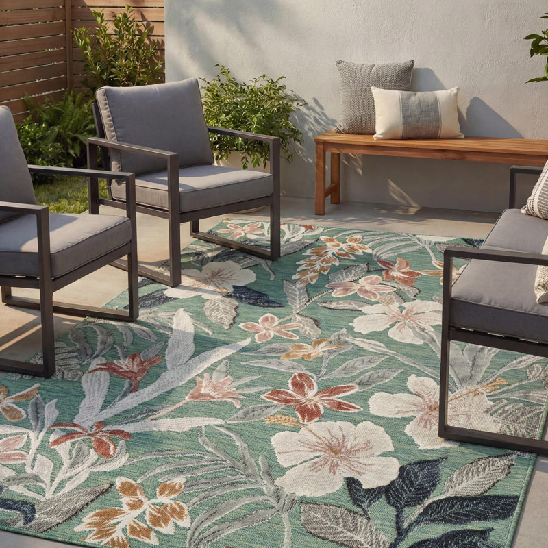 Floral Indoor / Outdoor Area Rug, Rectangle 160 x 230 cm