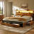 Antioch Queen Bed with 4 Drawers and Open Storage Headboard, Adjustable LED Light and Charging Station, No Box Spring Needed-1898476079-1916939460