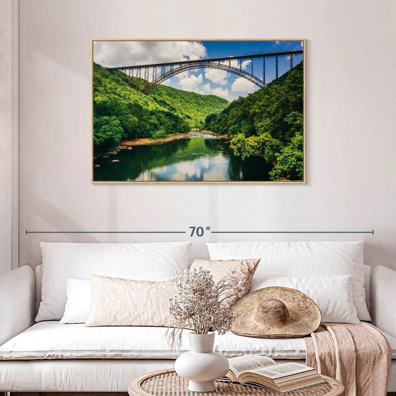Pont New River Gorge, Cadre flottant en bois naturel, 43 po x 29 po