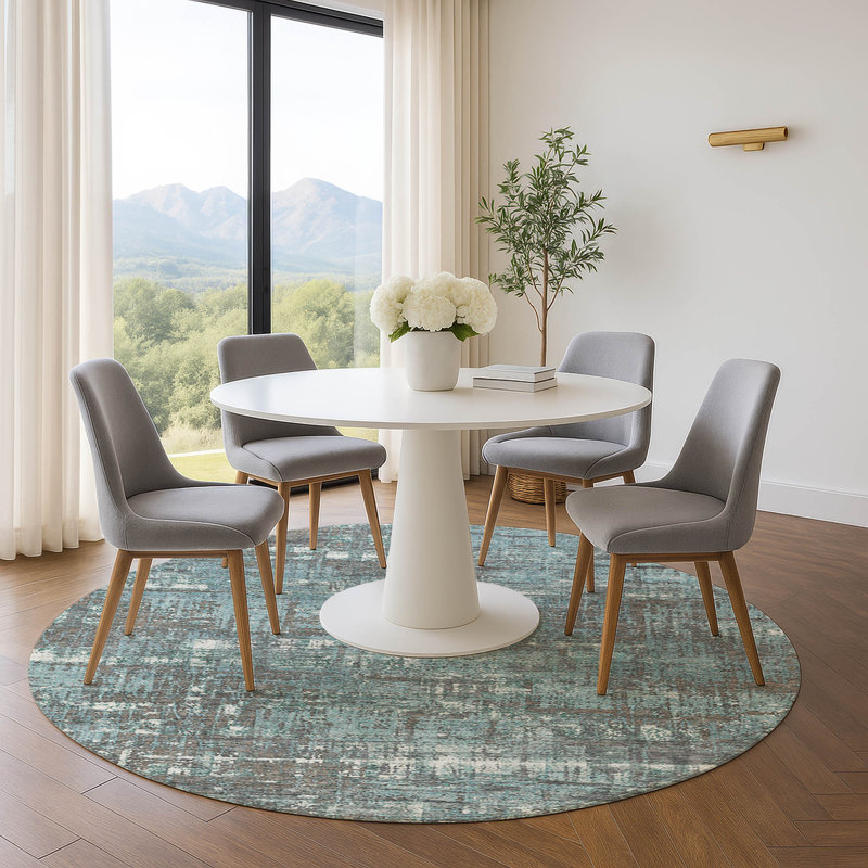 Premium Machine Washable Mouton Geometric Rug, Round 8'