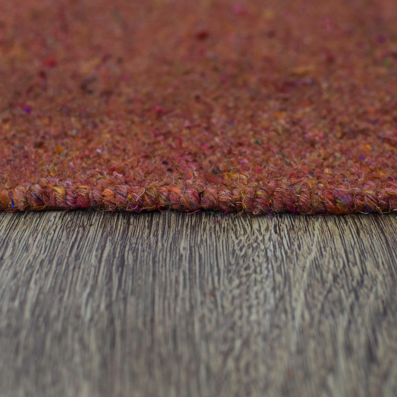 Hand Woven Flat Weave Skittles Kilim Solid Rust Cotton & Polyester Rectangle Indoor Area Rug, Rectangle 5' x 8'