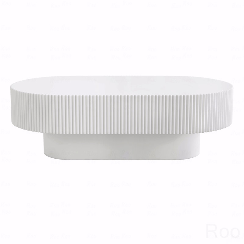 Table basse ovale élégante de 43,3 W avec plateau épais de 6,8 po, table de bout moderne à tambour, table centrale à cannelures minimaliste pour le salon