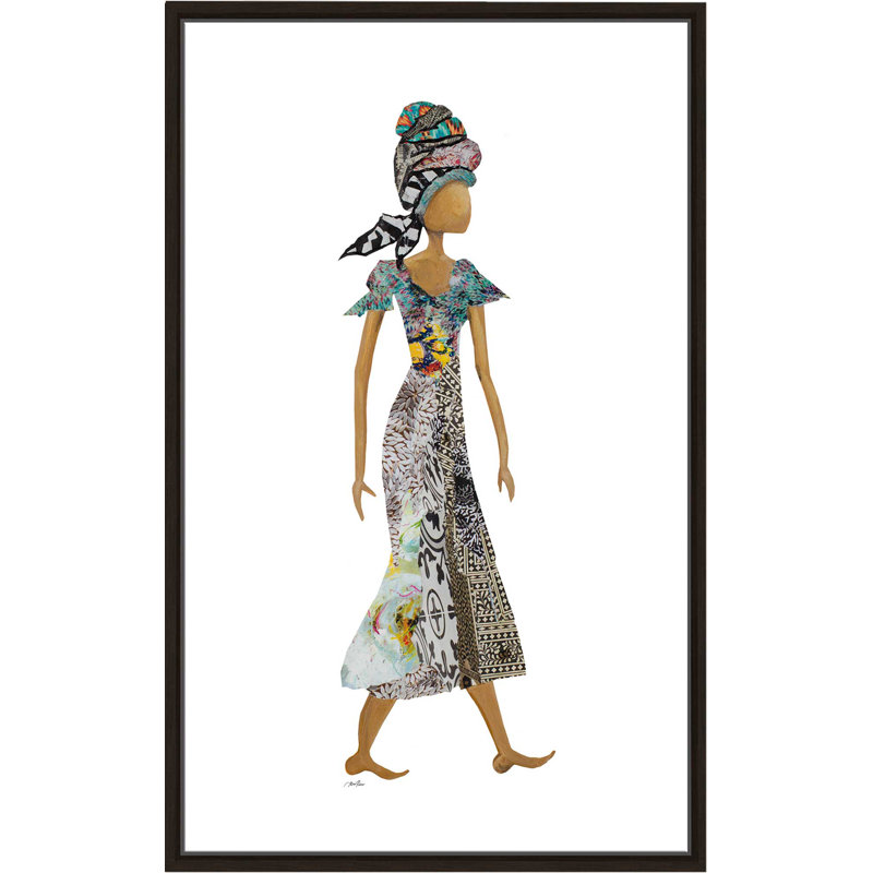 «Xhose Headwrap Woman», reproduction de peinture acrylique, H 51,5 po x l 31,5 po x P 2 po, Cadre flottant espresso