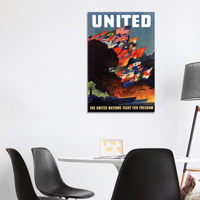 WWII Poster the United Nations Fight for Freedom 1 Piece Wrapped Canvas Wall Art