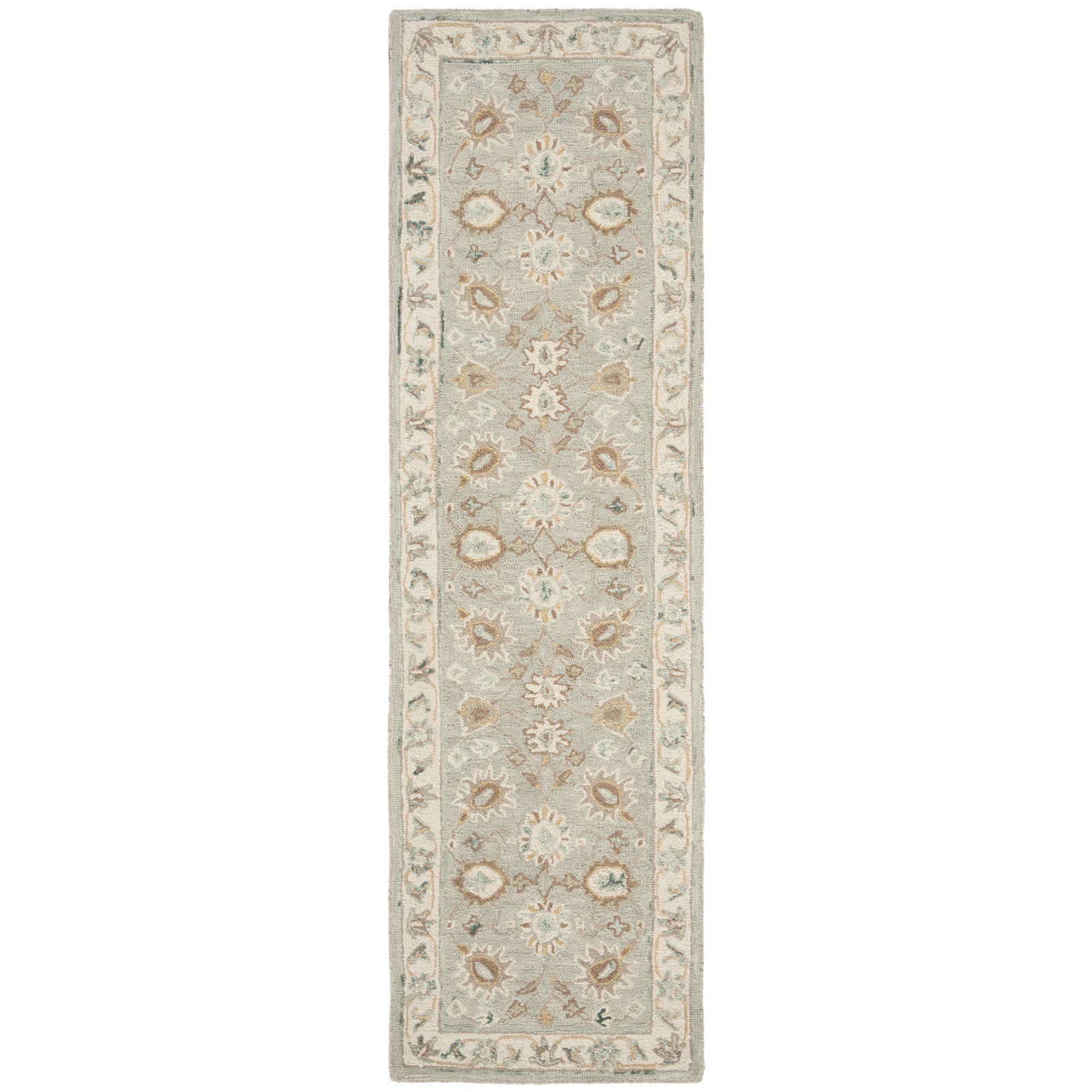Desmondia Aqua Ivory Hand-Woven Wool Rug, Runner 2'3" x 10'