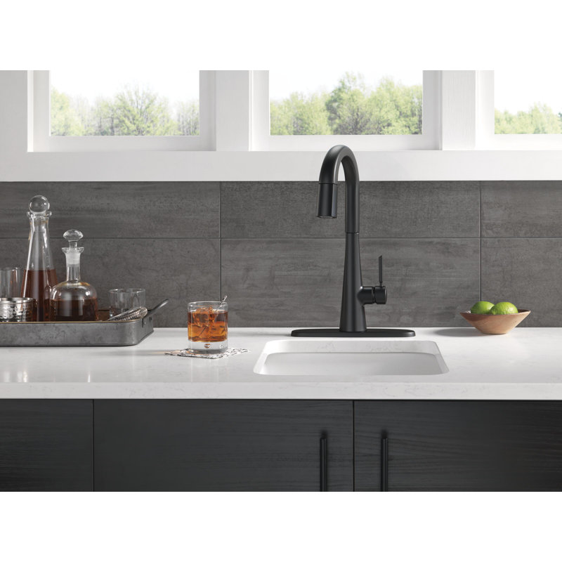 Monrovia Bar Faucet with Pull Down Sprayer, Matte Black