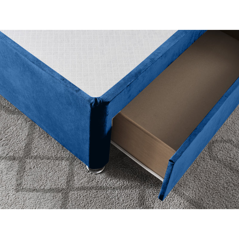 Plush Divan Bed Base, Blue, Small Double (4'), 4 Drawers