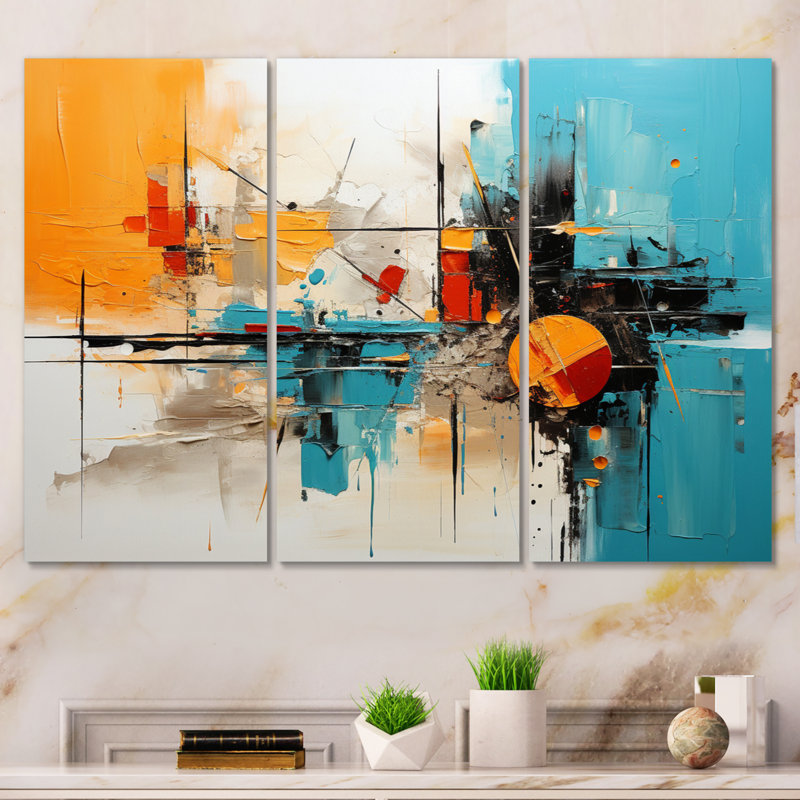 Collage Fusion V - 3 impressions sur toile tendue, H 28 po x l 36 po x P 1 po