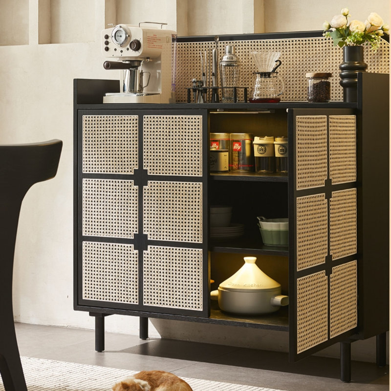Retro Style Large Capacity Sideboard, Black