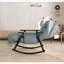 Chaise berçante pliante, rembourrée décontractée avec dossier / repose-pieds réglable, structure en fer massif, poches latérales | Bleu marine | Velours-2018286513