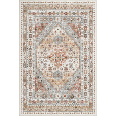 Medallion Non Slip Washable Rug(Orange)