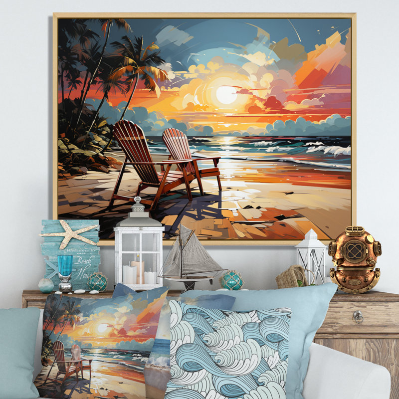 Beach Tropical Vibes XXXII - Imprimé, 16" H x 32" W, Cadre naturel flottant