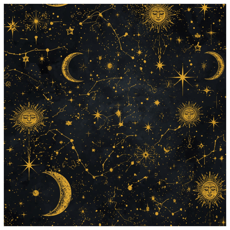 Celestial Sun Moon Motif Bath Mat, 34in W x 21in L