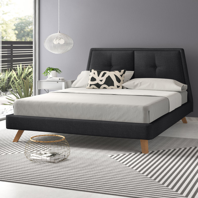 Gaillard Upholstered Platform Bed, Dark Gray