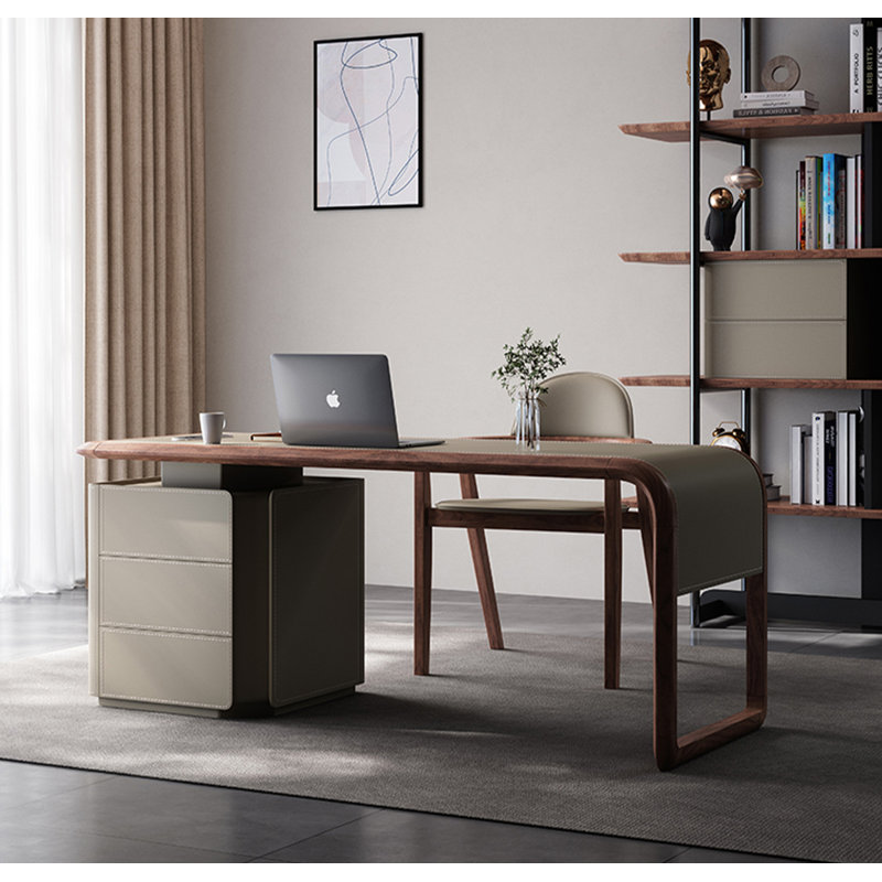 Bureau d'ordinateur italien avec cabinet d'appoint, H 29,53 po x l 70,87 po x P 27,56 po