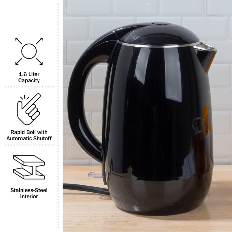 Black Stainless Steel 1.8L Electric Kettle with Auto-Off