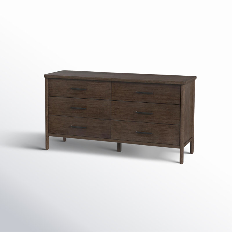 Lennon 6 Drawer Rounded Leg Dresser, Dark Brown