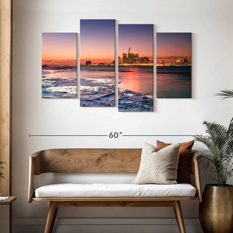 Keesha Detroit Skyline In Winter, 32" H x 52" W