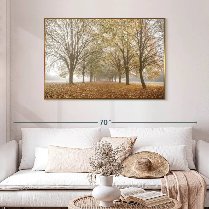 Paix d'automne, 46 po x 31 po, Cadre flottant doré