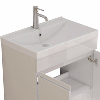 24 Inch Bathroom Vanity Sink Top,Ceramic Basin,2.6-Inch Thickened Ceramic Basin,Does Not Include Faucet And Drain,Glossy White