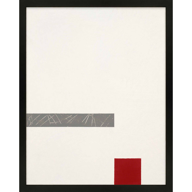 Tempo with Red 3 par Robert Kamnatnik - Art mural encadré, Papier avec cadre noir, H 38 po x l 30 po x P 1,25 po