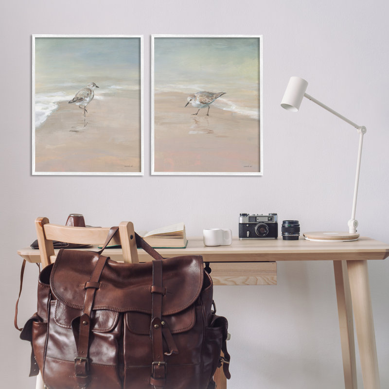 «Shorebirds on the Sand», ensemble de 2 impressions giclées encadrées, design par Danhui Nai, H 30 po x l 48 po