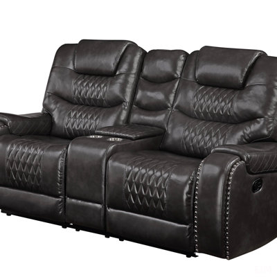 Causeuse inclinable en cuir synthétique Braylon Magnetite avec porte-gobelet