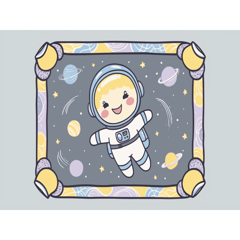 Tapis pour enfant 6 astronautes Ginza, Rectangulaire 2 pi x 3 pi