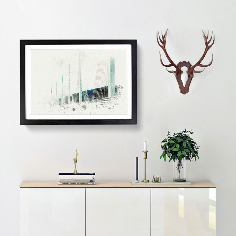Millau Viaduct Bridge in France - Picture Frame Graphic Art Print, 62cm H x 87cm W x 2cm D, Black Framed