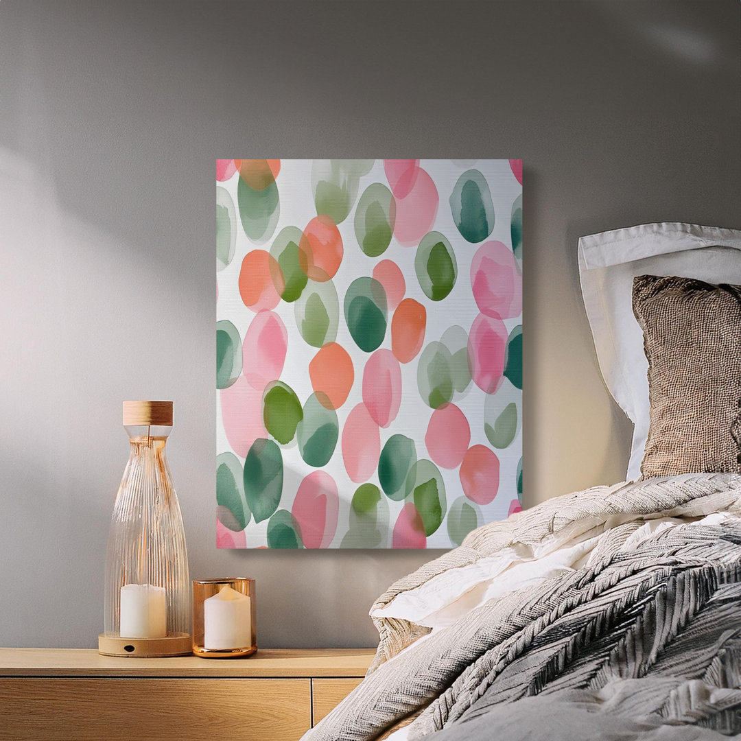 Modern Abstract Shapes Canvas Art | Pink Green Watercolor Wall Decor | Fluid Art Print | Boho Nursery Gift