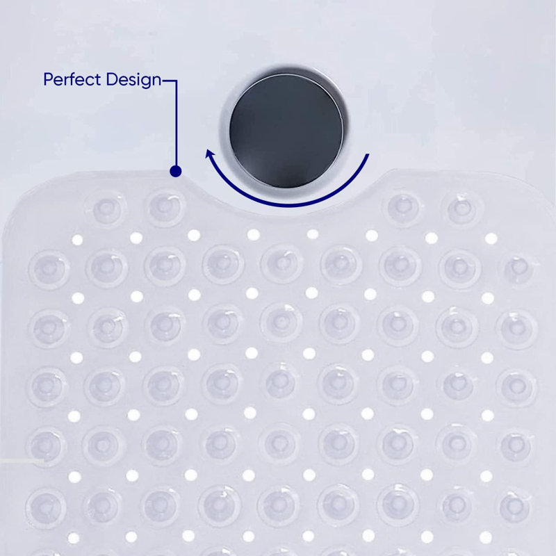 Aspire Homeware Non-Slip Polypropylene Shower Mat with Extra-Thick Suction Cups, Square (53cm L x 53cm W), Crystal