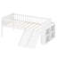 Structure de lit simple avec tablette de rangement, structure de lit en bois avec glissière et échelle, lit plateforme simple avec garde-corps, aucun sommier requis, assemblage facile, blanc