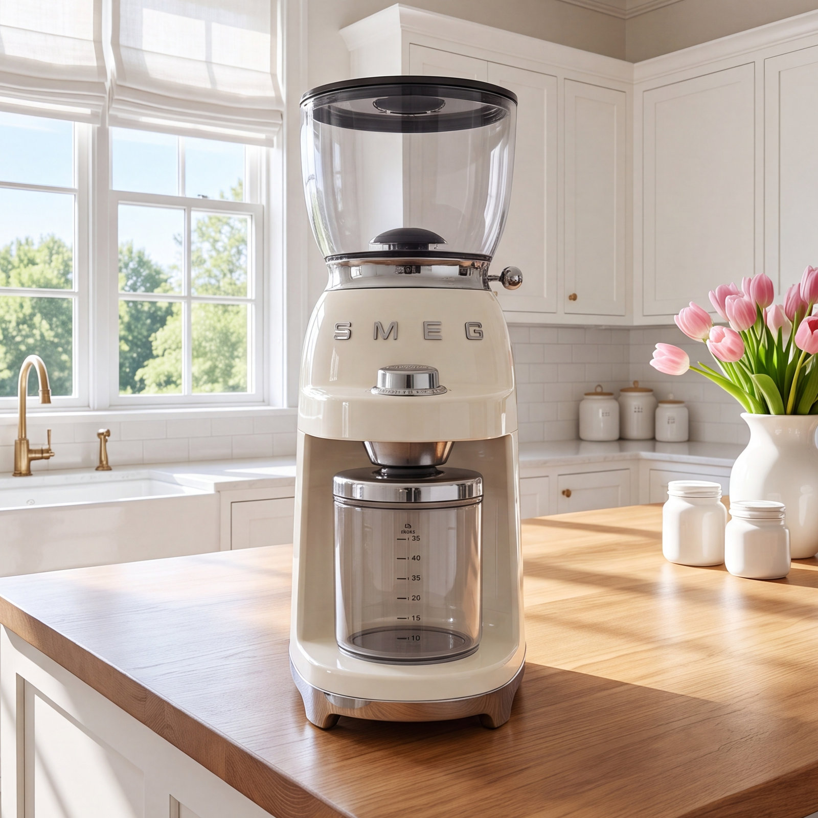 SMEG 50's Retro Style Coffee Grinder, Cream