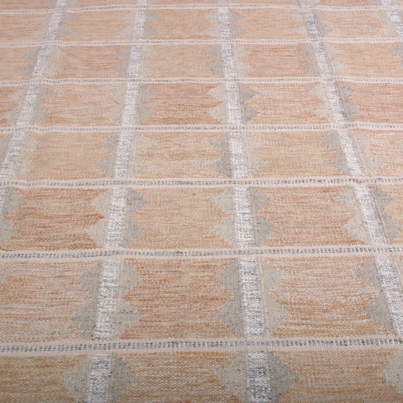 Rug & Kilim’S Scandinavian Style Beige Brown And Gray Wool Modern Kilim, Rectangle 10' x 14'