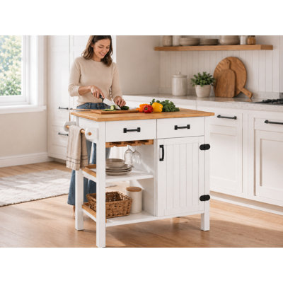 Jordao Island - Versatile Kitchen Island with Extra Counter Space and Storage for Small Spaces by Longshore Tides