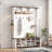 Farmhouse 4-in-1 Hall Tree With 6 Hooks, Entryway Bench With Adjustable Shelves, 16 Open Compartments And A Side Umbrella Rack-114556860