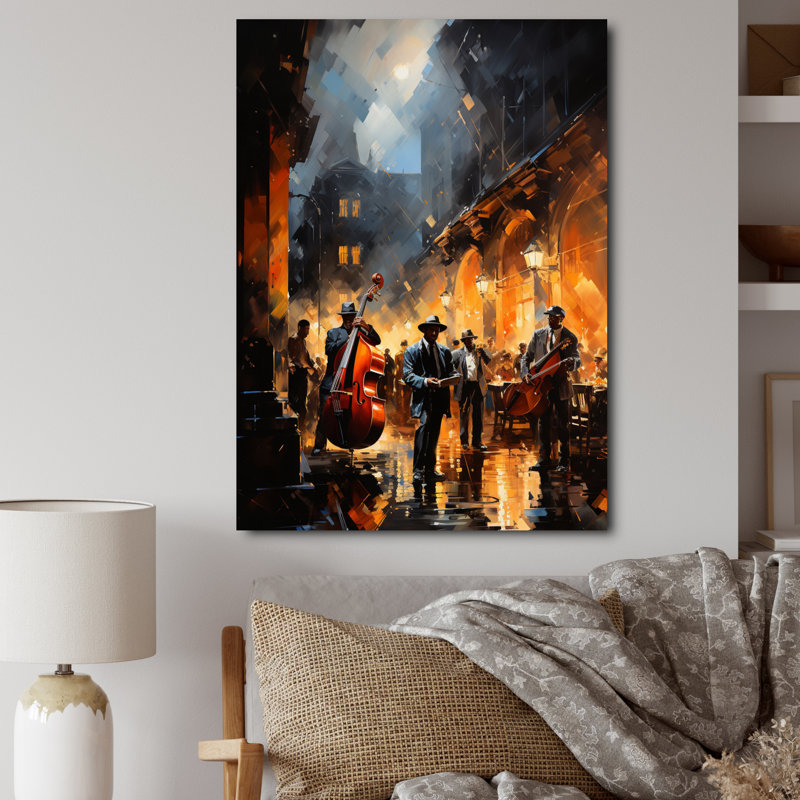 Lashaon Jazz Harlem Renaissance IV - art africain-américain, art mural, H 32 po x l 16 po x P 1 po, Toile tendue